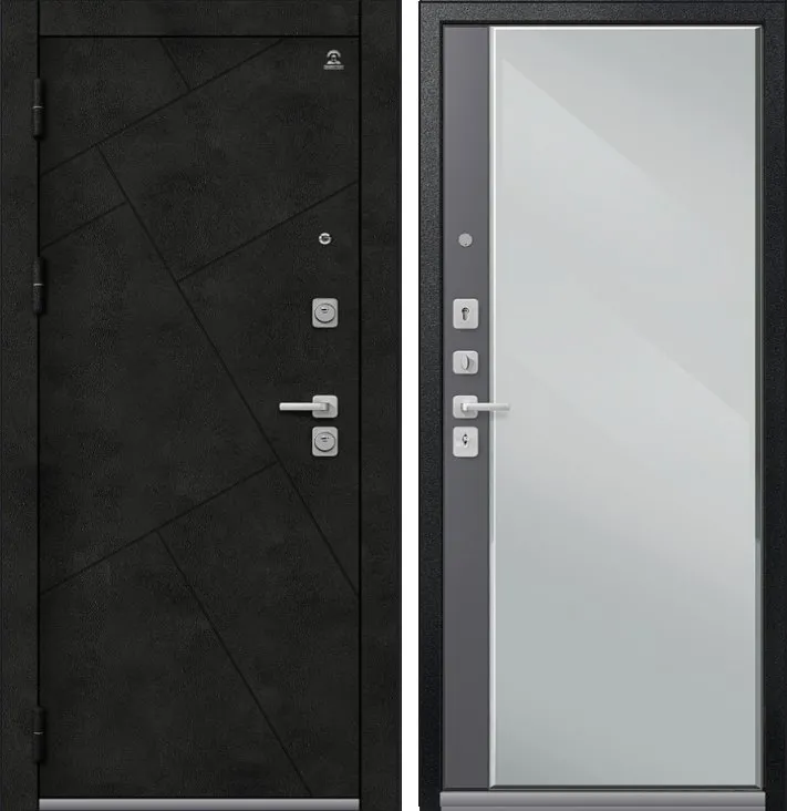 Дверь С-114 Черный Муар+Бетон Темный - Кашемир Графит DIS007515