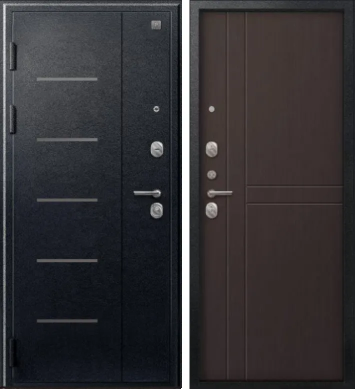 Дверь V-06 Черный муар - Лиственница темная DIS007348