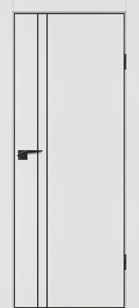 Межкомнатная дверь P-20  черный молдинг PET,  кромка ABS черная c 4-х ст. Белый матовый